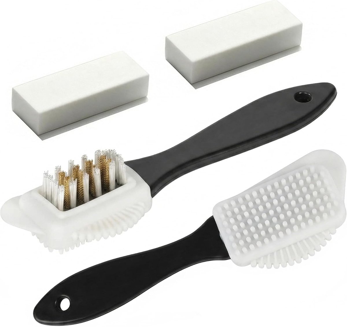 Suede Brush, Pack of 4, Nubuck Leather, Suede Brushes, Shoe Cleaning Brush with Eraser Handle (White/Black), High - ShopVlot