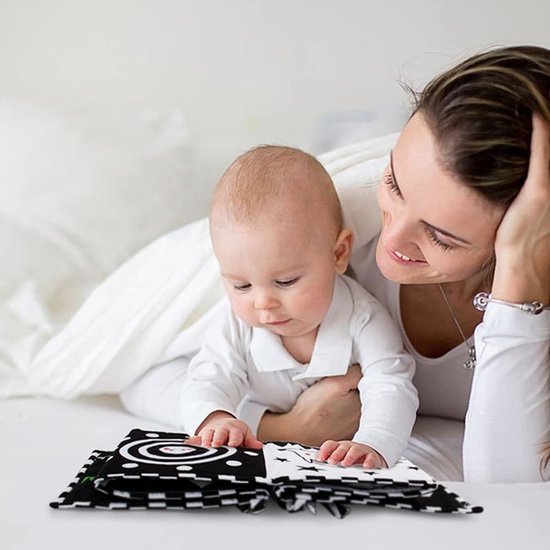 Babyboek - Zwart-wit stoffen boek - Prentenboek van stof - Zwart-wit dubbelzijdig stoffen babyboek - Babyspeelgoed 0-6 maanden - Speelgoed voor leren over waarneming - Cadeaus voor baby's - Alfabet & Transportstijl - Lieveheersbeestje — afbeelding 3