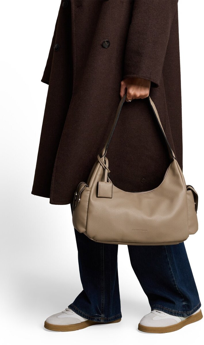 Tom Tailor - TTCHARIS M schoudertas met hangertje - Maat ONESIZE - taupe / taupe