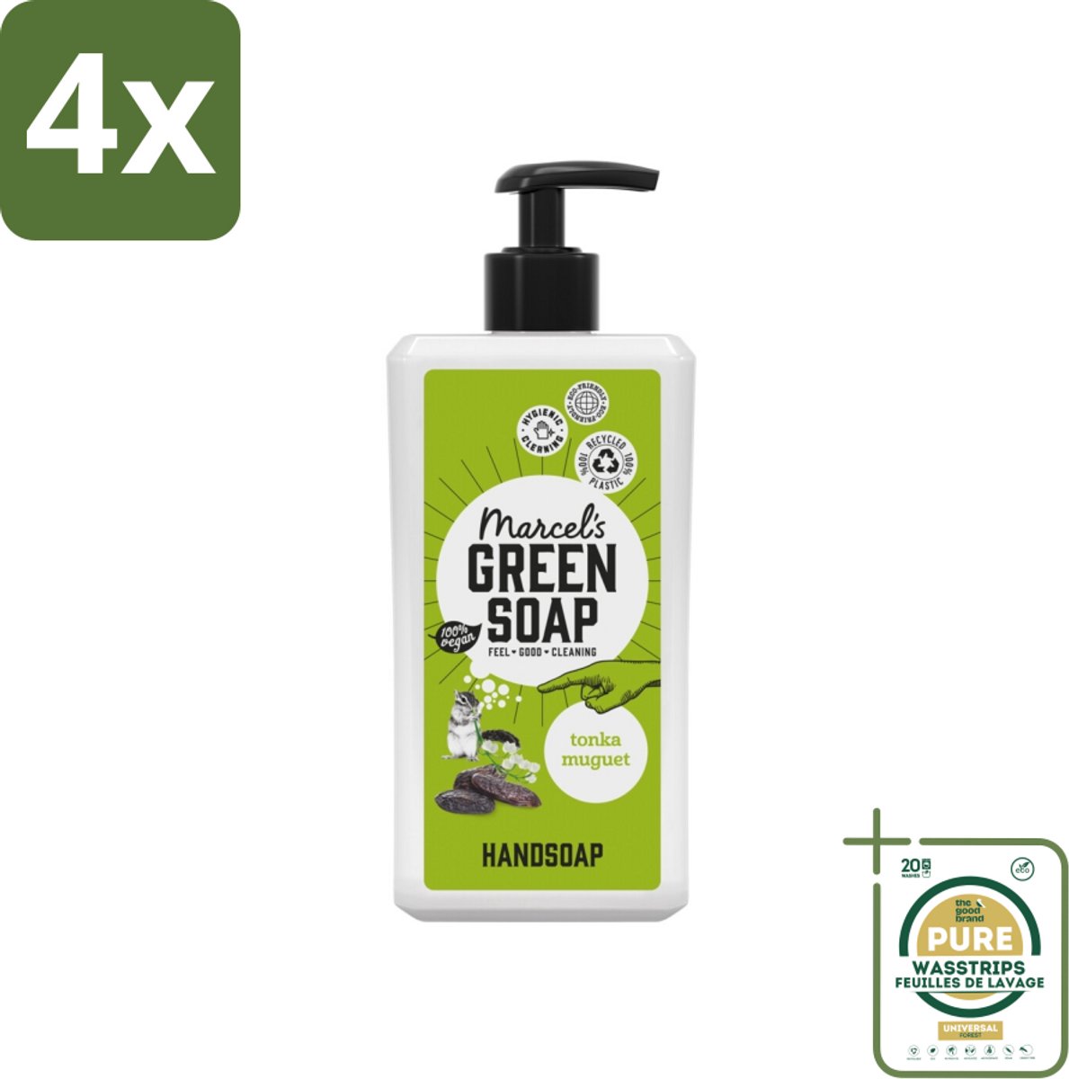 Marcel's Green Soap - Handzeep - Tonka & Muguet - Zachte verzorging - 500 ml - Voordeelverpakking - 4 stuks - Natuurlijke zeep - Tonka