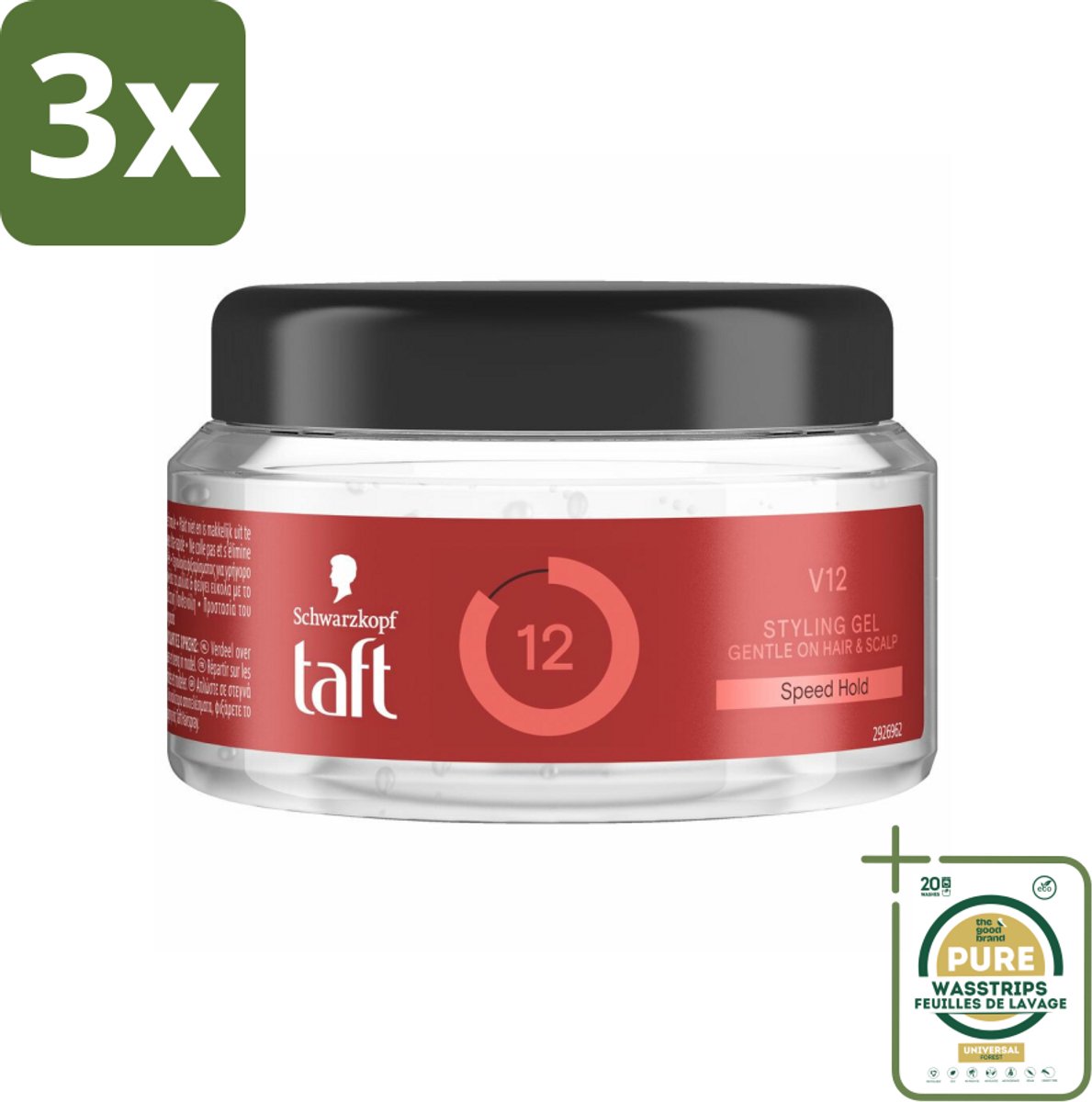 3 x Taft - V12 - Styling Gel - Supersnelle fixatie - 250 ml - Grootverpakking - Styling Gel - Snel Drogen - Haarkleur - Haartype - Fixatie