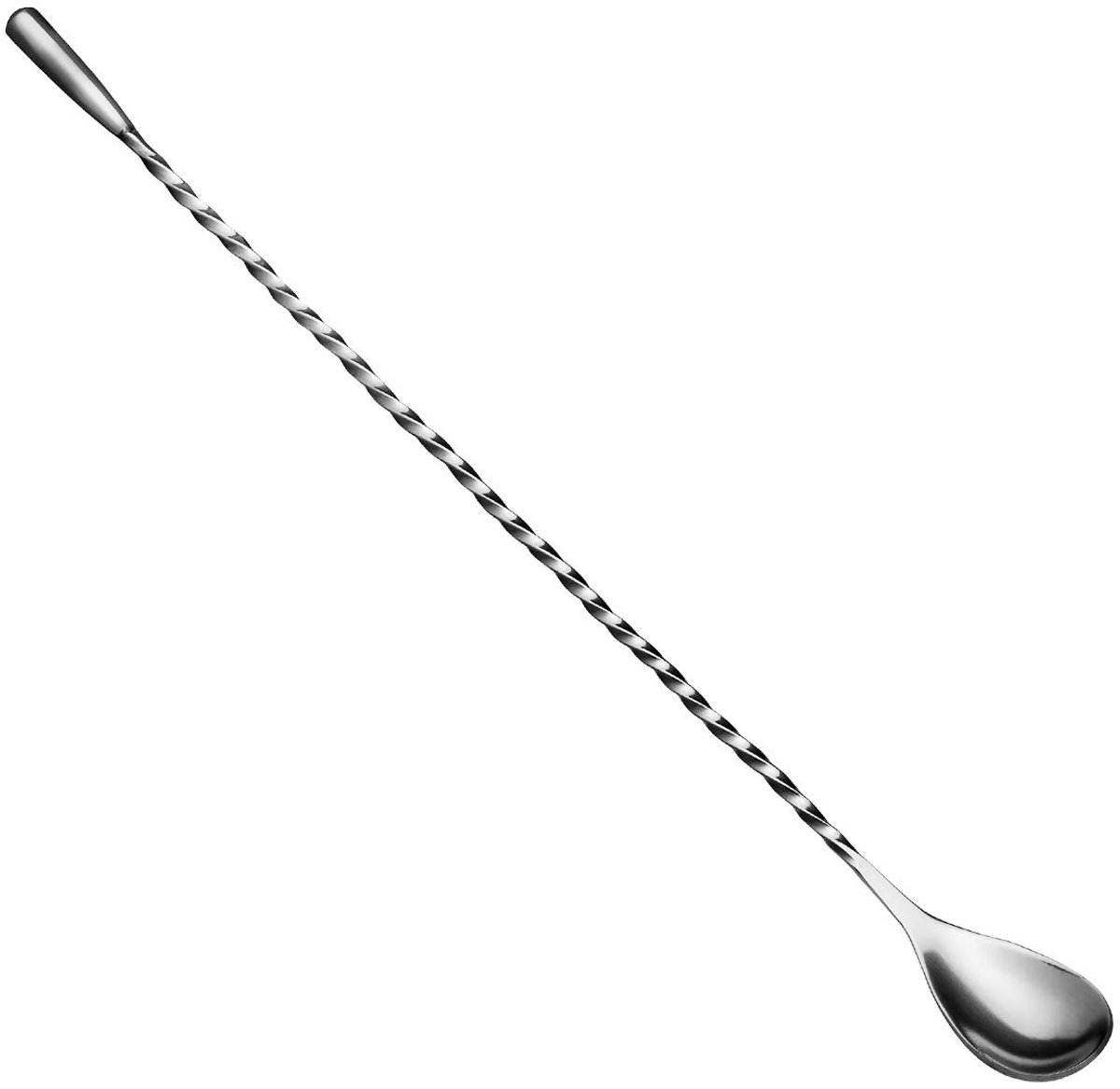 Barlepel gedraaid 30 cm - roestvrij staal - met metalen knop - ideaal voor cocktails - ShopVlot