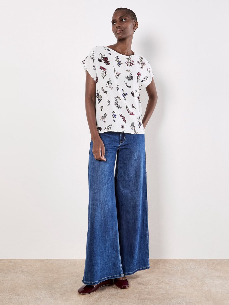 Geweven T-shirt met botanische bloemenprint