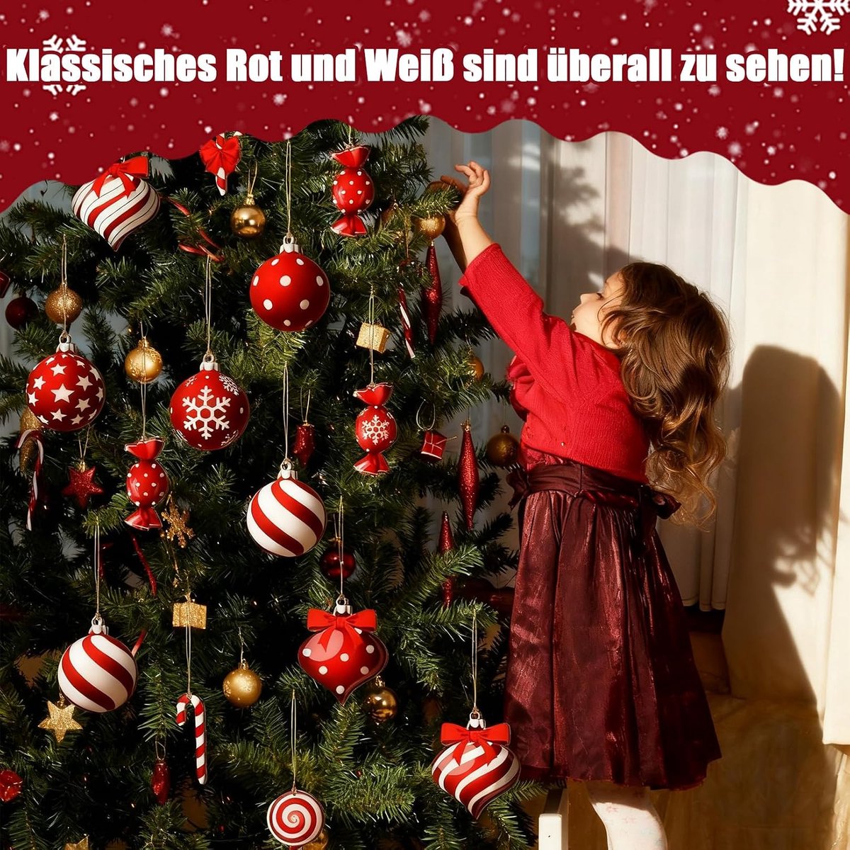 Kerstboomversiering set 35 stuks - Houten decoratieve hangers - Rood wit - Voor feestelijke kerstdecoratie - ShopVlot – foto 7
