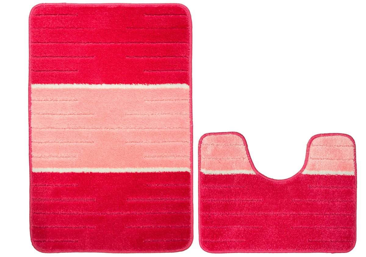 2-delige Badkamermatten Set Como Roze Crème Gestreept Antislip