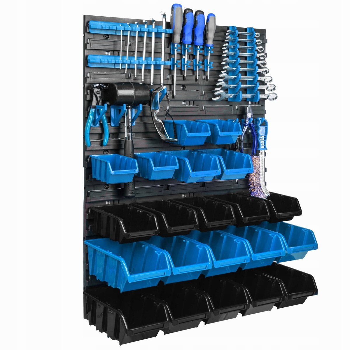 Werkplaatsgereedschapbord 58x78cm met 21 bakjes en haken
