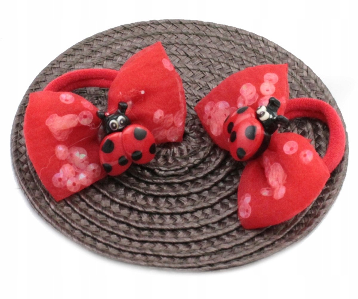 Rode Haarbandjes Lieveheersbeestje Strikjes - Set van 2