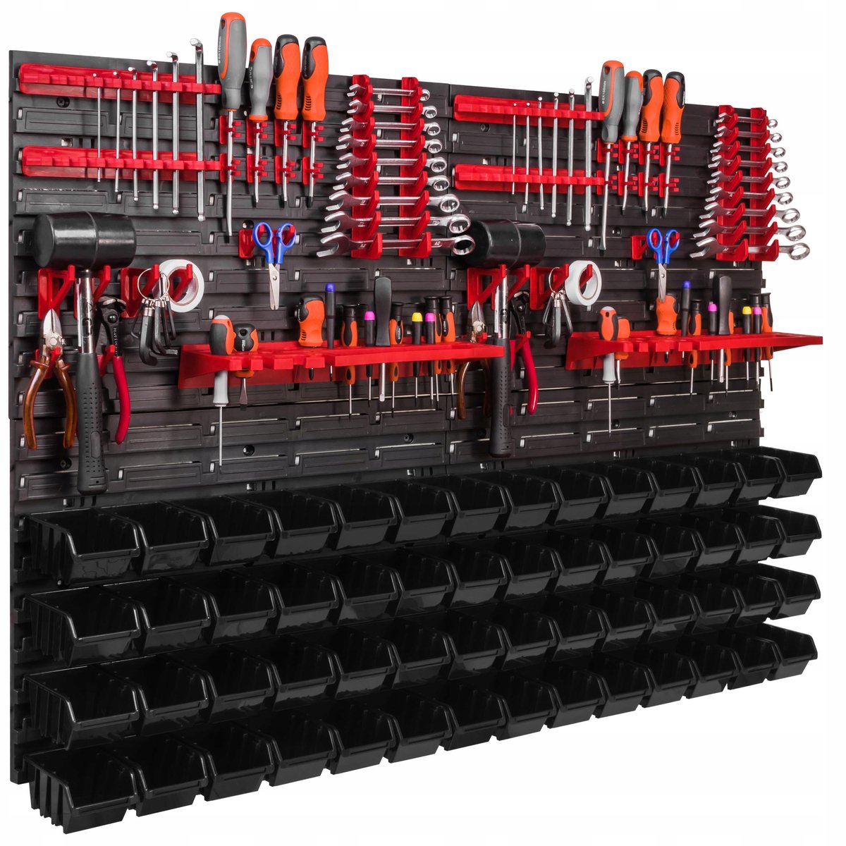 Werkplaatsbord 115x78cm met 56 Bakjes & Ophanghaken - Garaqe Organizer