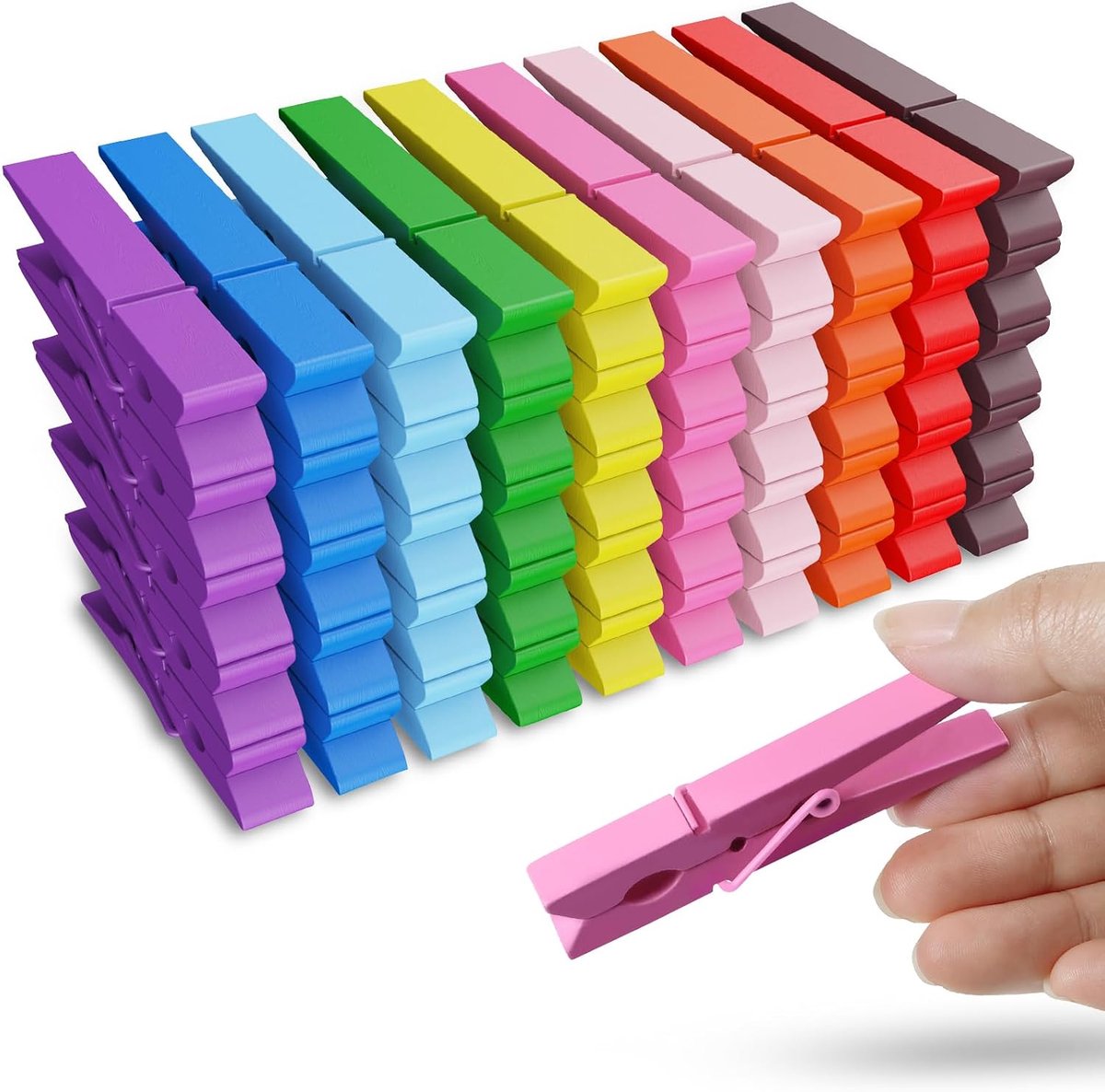 50 stuks - Kleurrijke houten clips - Fotoclips - Houten memoclips - Snackclips - Gemengde kleuren houten clips - 7,2*1,0 cm (6 g) - Kleurrijk