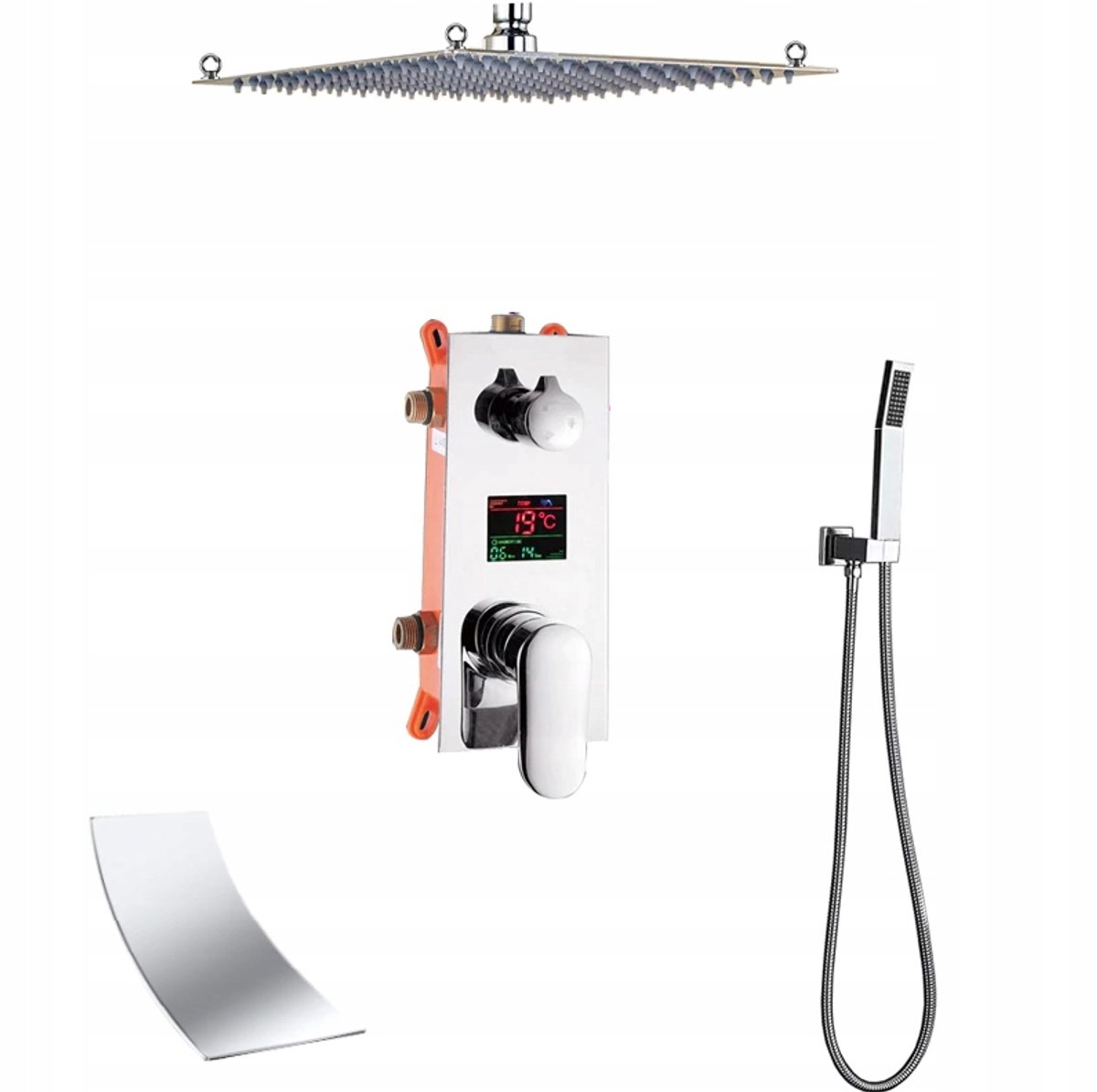 Merkloos Onderbouw Doucheset met Waterval & Regendouche 50cm