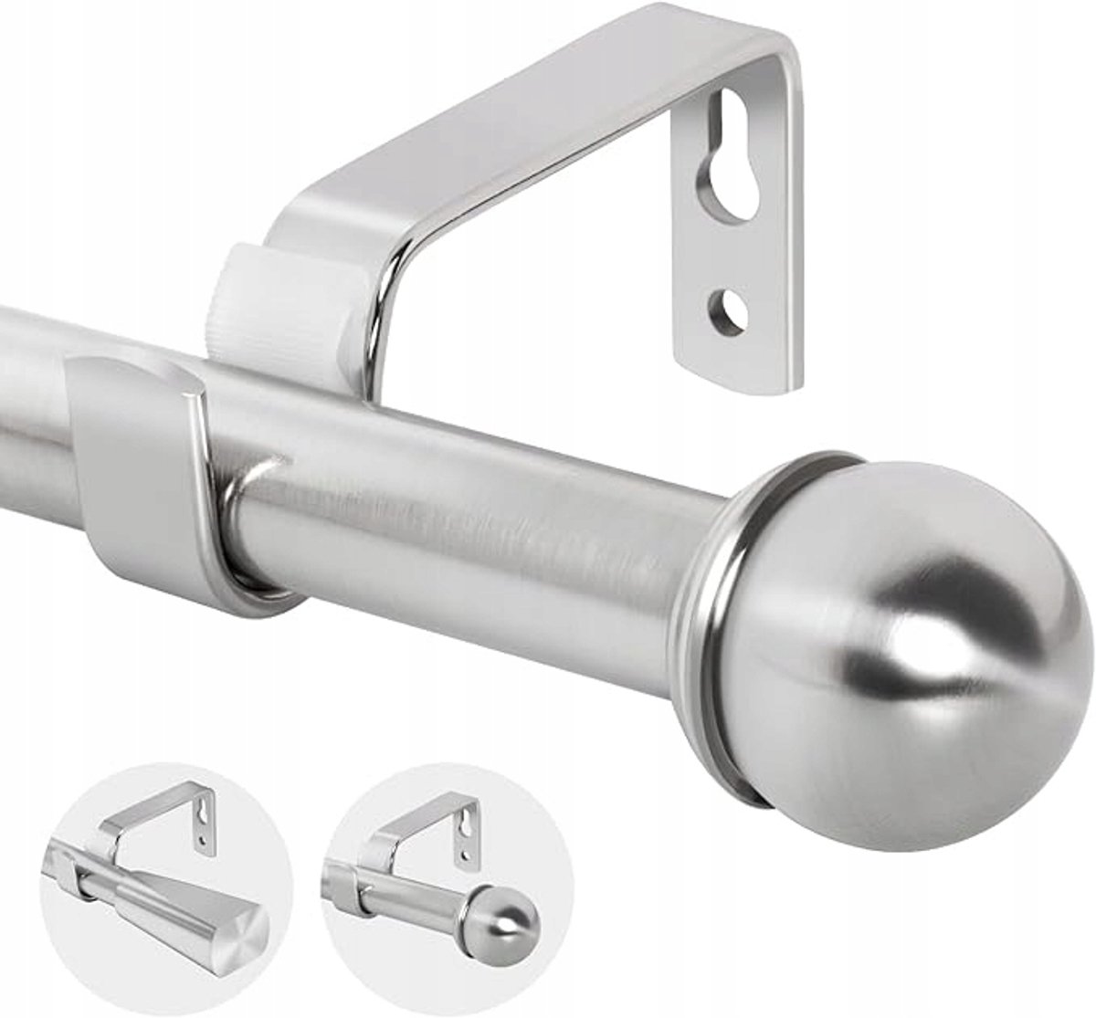 Verstelbare Telescoop Gordijnroede 120-210cm Zilver 19mm