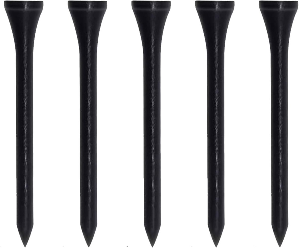Wooden Golf Tees 2-3/4" 100 Count, Long Wave Wooden Tees (Black, 70mm) - ShopVlot
