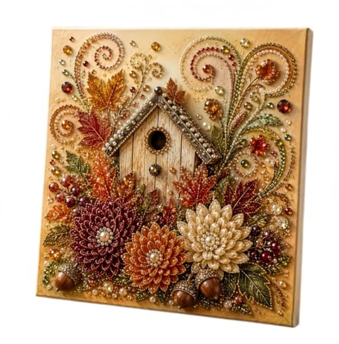 Herfstserie Diamantschilderijset - Cabine 3D-diamantschilderij - Thanksgiving-Oogstthema - herfstdecoratie voor aan de muur, knutselpakket voor volwassenen en beginners - 20x20cm