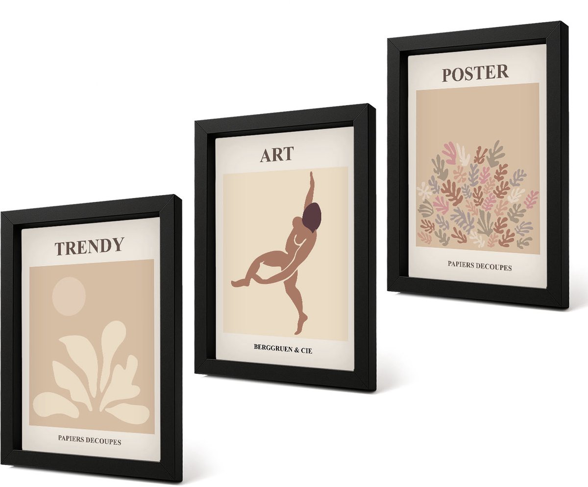Coloray 4-Delige Schilderij Set - Abstracte vormen en figuren van Henri Matisse - 20 x 30 cm - Decoratieve Schilderijen - Woonkamer - Interieur - Muurdecoratie