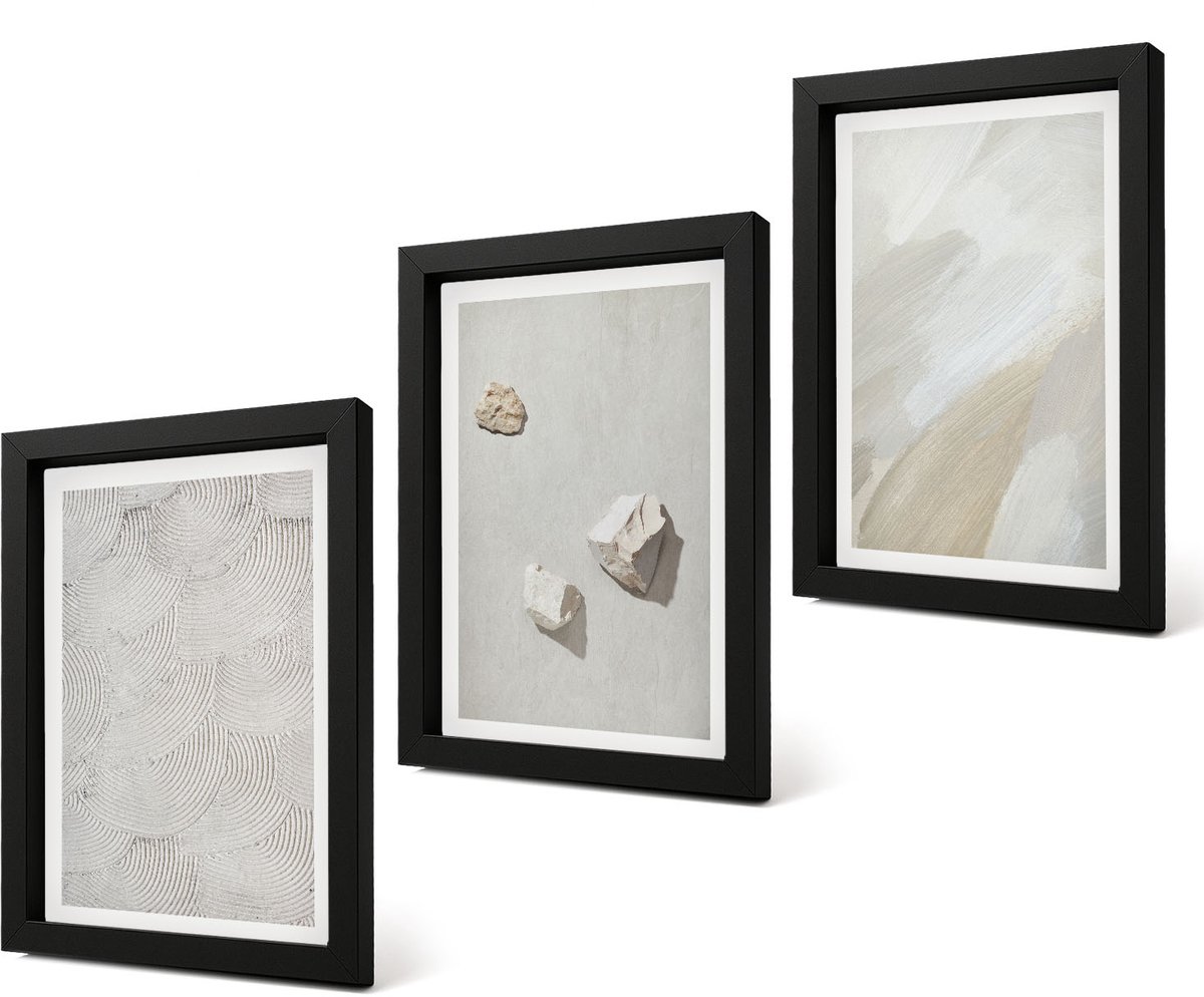 Coloray 4-Delige Schilderij Set - Zandstenen en moderne verftexturen - 20 x 30 cm - Decoratieve Schilderijen - Wanddecoratie - Hal