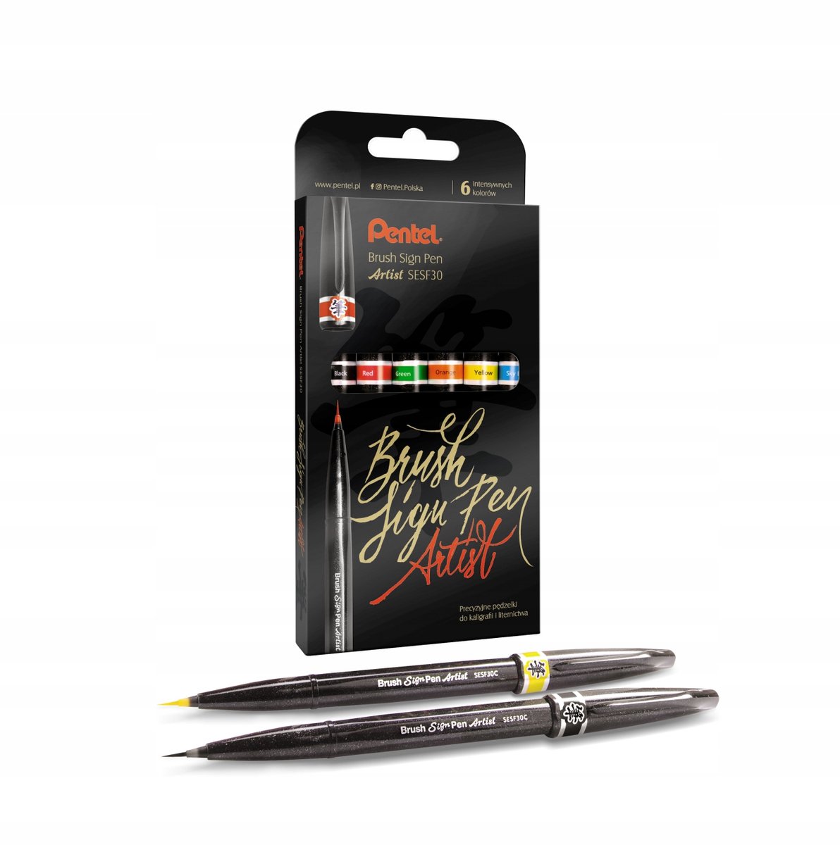 Pentel Brush Pen Set voor Kalligrafie - 6 Stuks