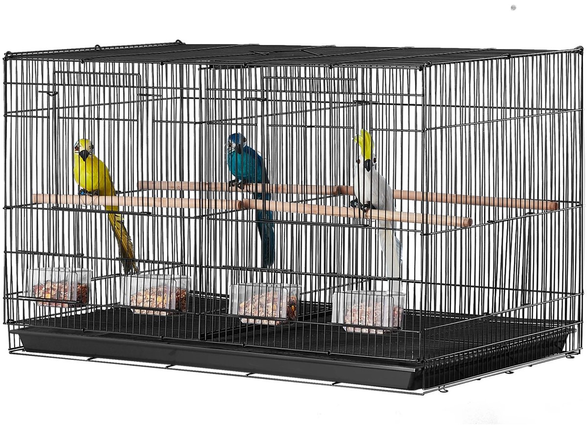 Velori Vogelkooi 30 Inch - Grote Vogelkooi - Stapelbare Vogelkooi - Verdeelbare Vogelkooi - Met Zitstokken en Voerbakken - 76 cm