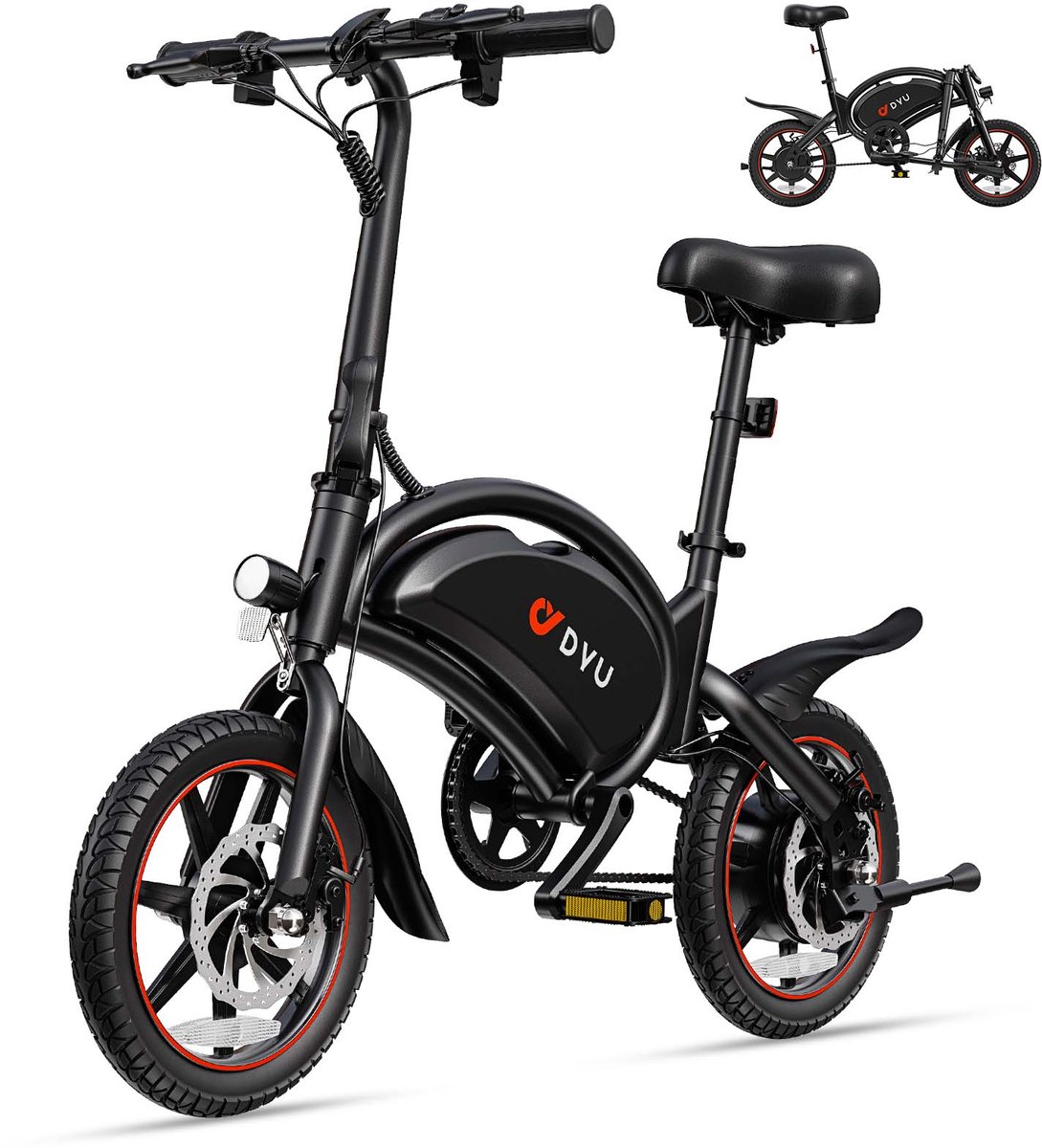 DYU D3F Elektrische Vouwfiets - 35–40 km Actieradius - 36V 10Ah Accu - 250W Motor - Voor- en Achter Schijfremmen - 25 km/u - Zwart