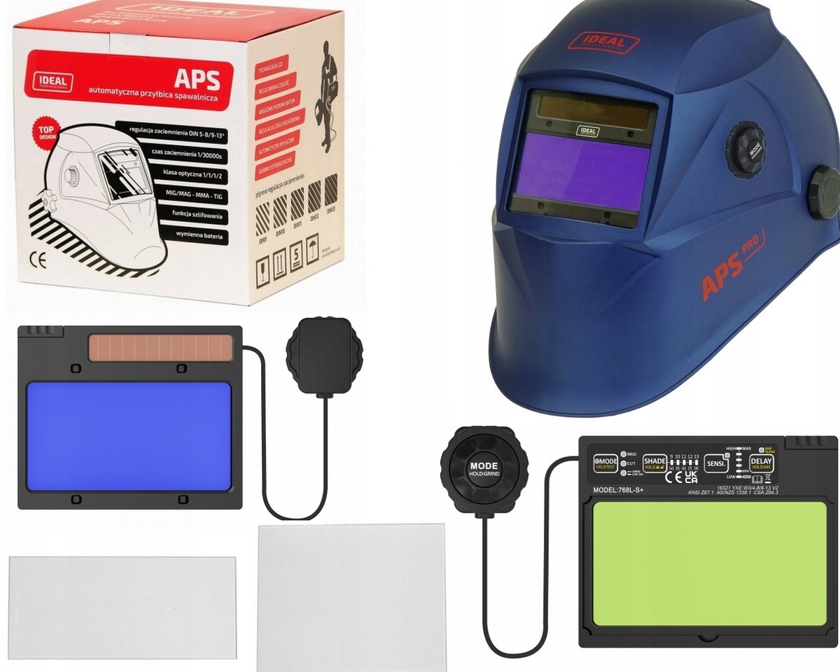 Automatische lashelm APS Pro 768L-S+ BLAUW MAT TrueView+ | MIG/MAG, TIG, MMA