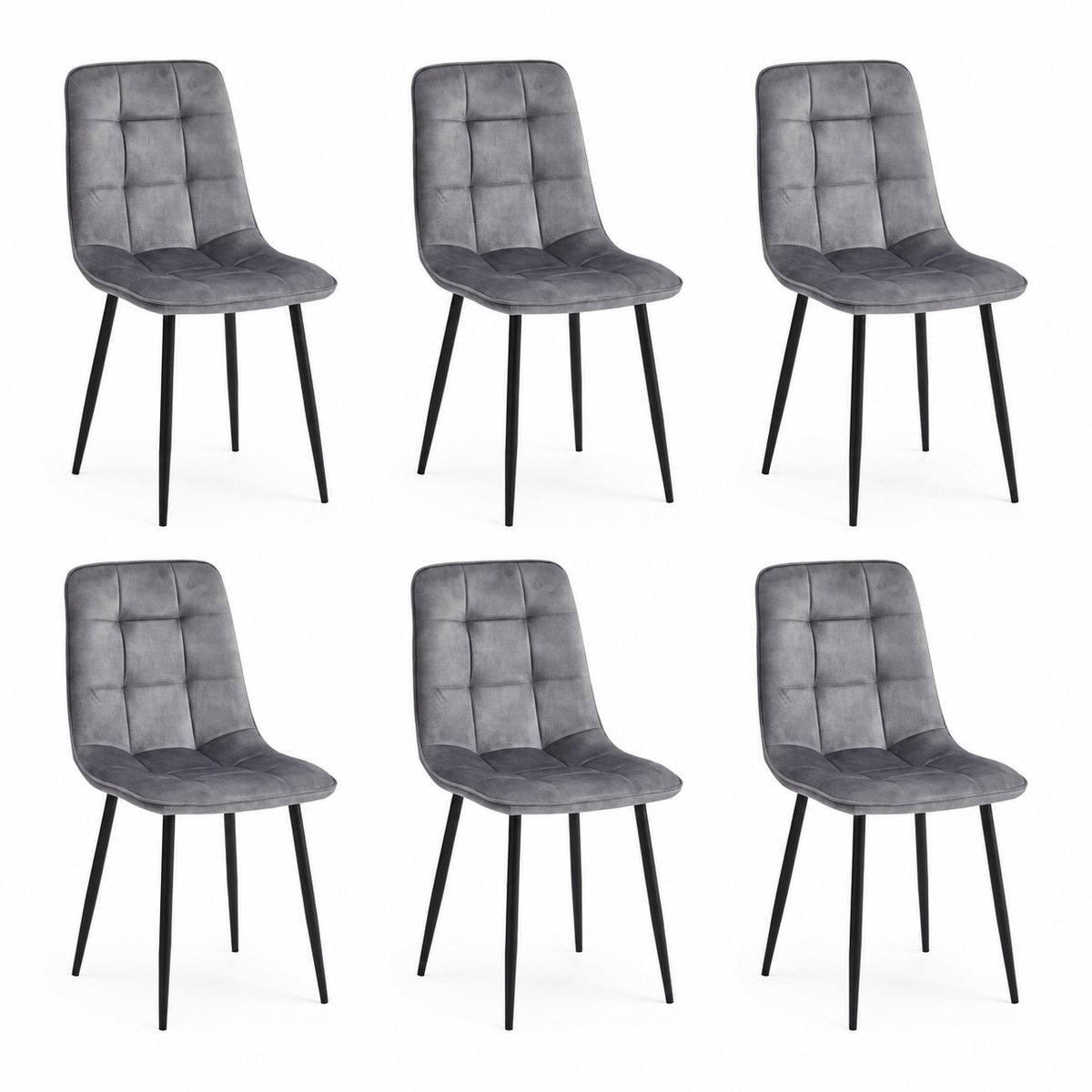 Colenis - Ela Eetkamerstoel - Set Van 6 - Lichtgrijs - Adoré Velvet - Design
