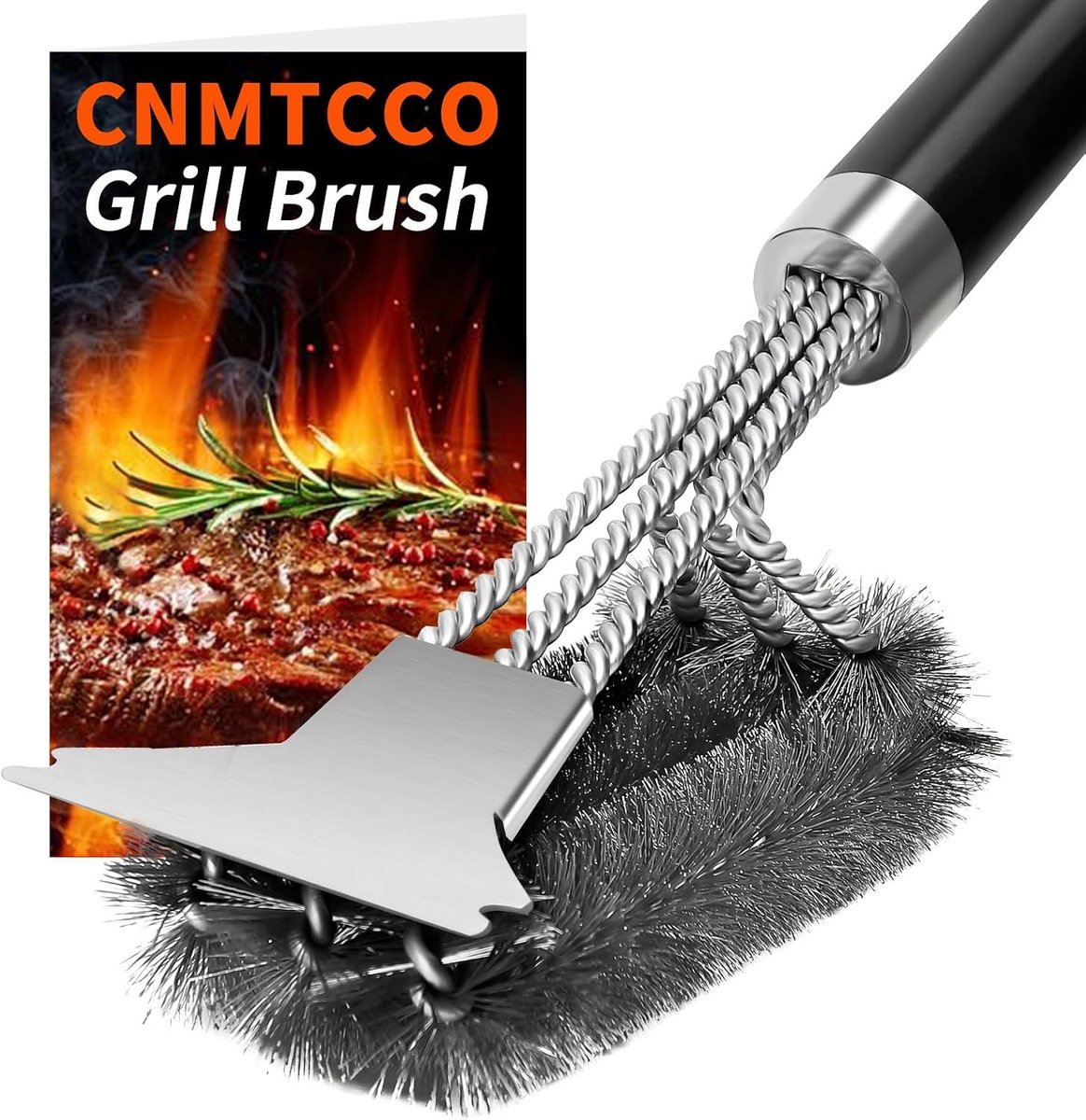 Grillborstel - Roestvrijstaal - 45 cm - Met Extra Lange Handgreep en Schraper - Voor Gas- en Houtskoolgrills