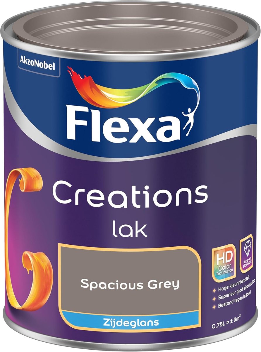 Muurverf 0.75 Liter - Zijdeglans - Spacious Grey - Hoge kleurintensiteit - ShopVlot