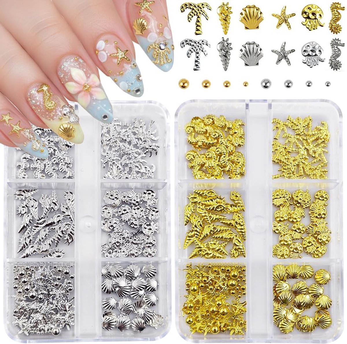 Nail Stones Set - Zelfklevende Schelpen Motieven - Zee Thema - Ideaal voor Snelle Nagelstyling - ShopVlot