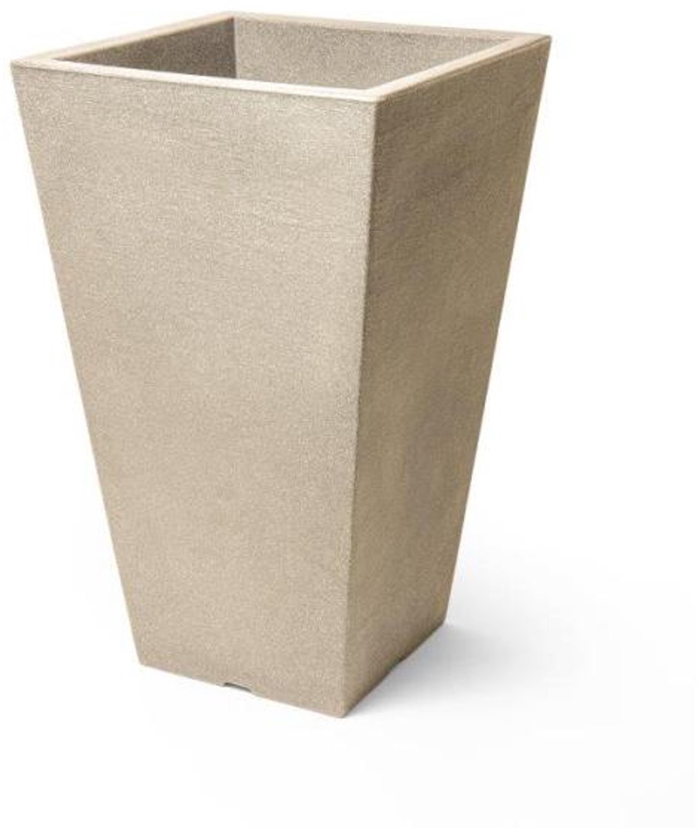 Mila Vierkante Pot 24 cm Beige - Stijlvolle Plantenbak