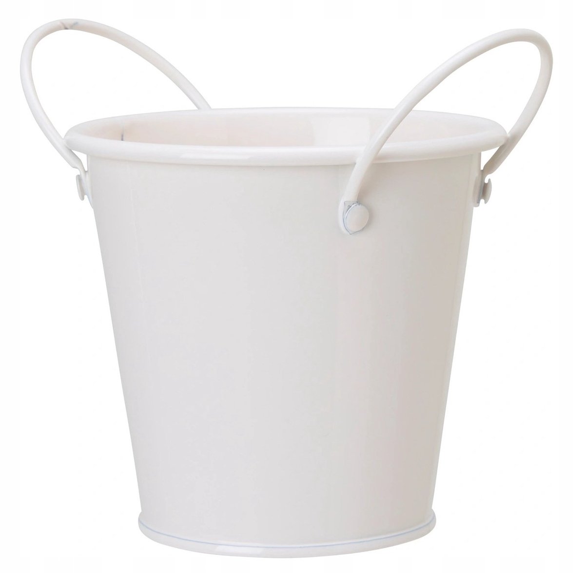 Decoratieve Metalen Pot met Handvatten - Wit, 11cm
