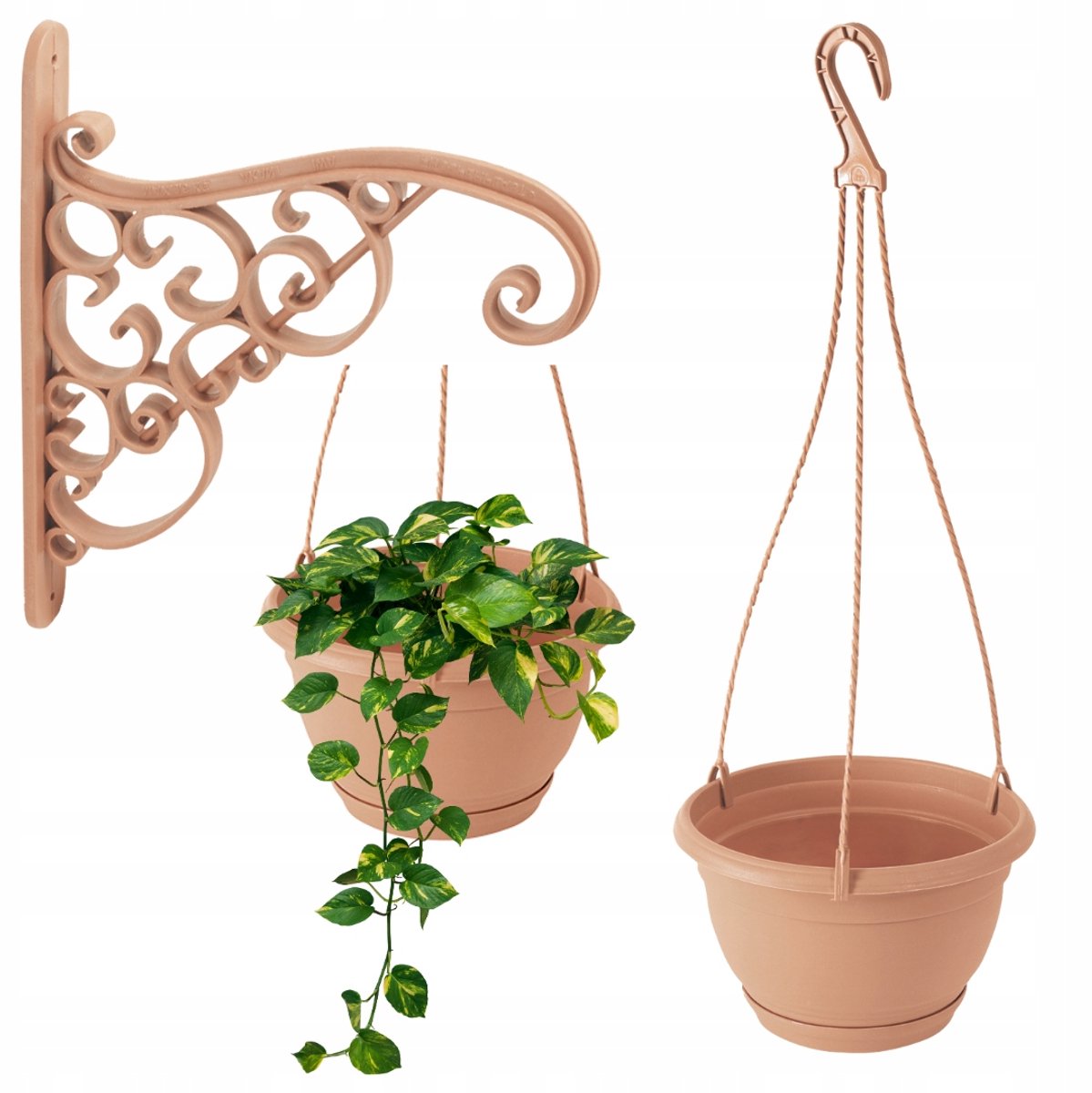 Hangpot 27cm + wandhouder - terracotta balkonset