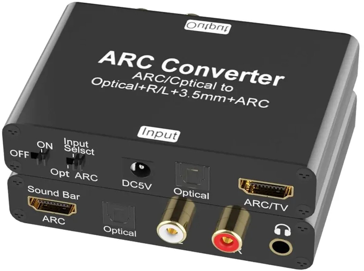 HDMI ARC Audio Extractor – 192kHz DAC Audio Converter – HDMI ARC naar Optisch Toslink, RCA L/R & 3,5mm AUX – CEC – Zwart