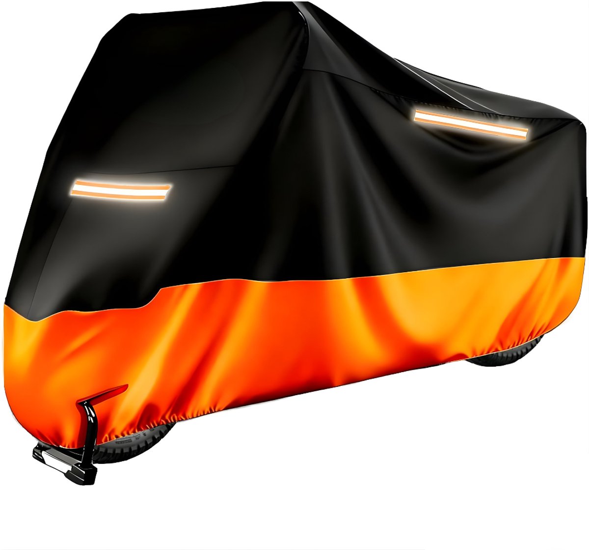 Ploutos® Motorhoes - Waterdicht & UV-bestendig - Universele Motorhoes - Premium Beschermhoes voor Motor & Scooter - Zwart/Oranje - 275cm x 105cm x 125cm