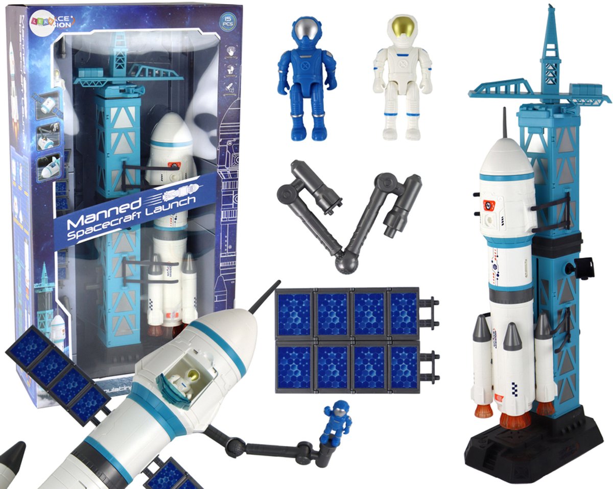 Speelgoedruimtemissie Raket Astronauten Launcher 15 elementen