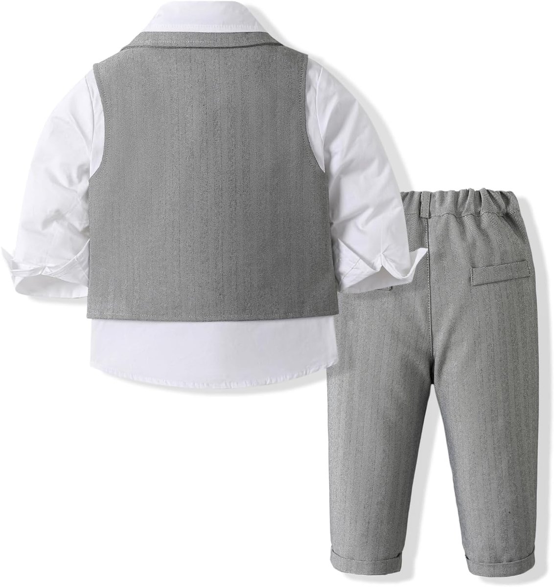 Formal Suit Set for Babies and Toddlers Gentleman with Bow Tie Dress Shirt Trousers Wedding Suit for Kids - ShopVlot