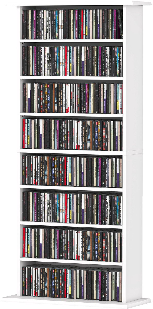 CD-Rek - Open Plank voor CD- en DVD-Opslag - 126.3x 58 x 24 cm- Wit