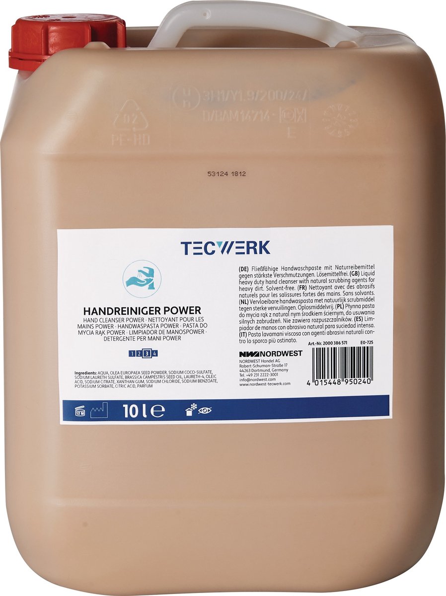 Handreiniger Power 10l zeepvrij, oplosmiddelvrij, geparfumeerd TECWERK