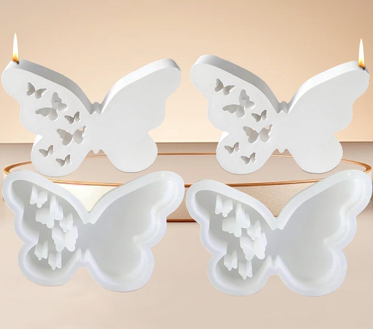 Solidchoice - Siliconen Gipsvormen Set van 2 Vlinder