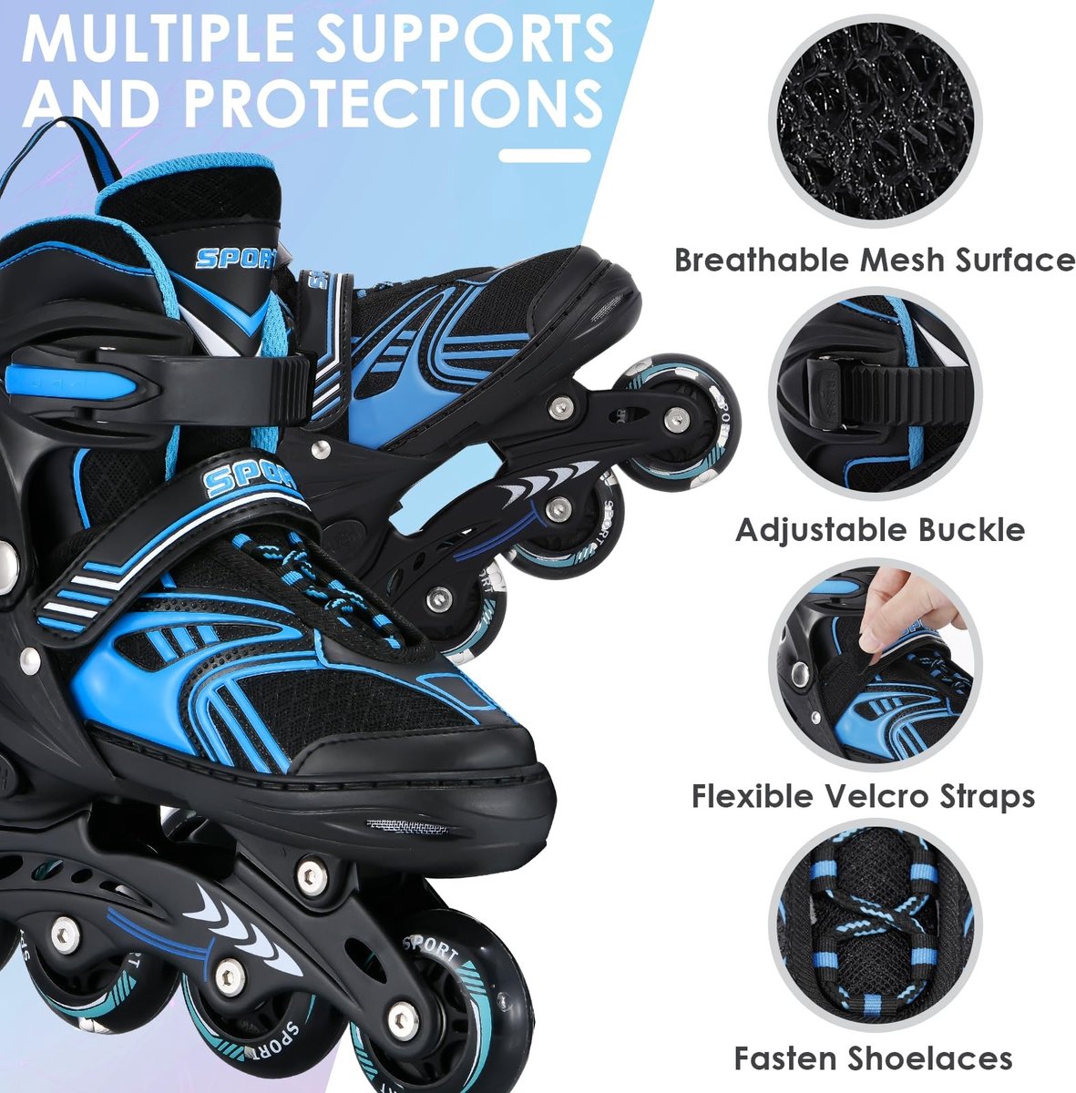Solidchoice - Verstelbare Inline Skates met LED-wielen voor Kinderen en Volwassenen