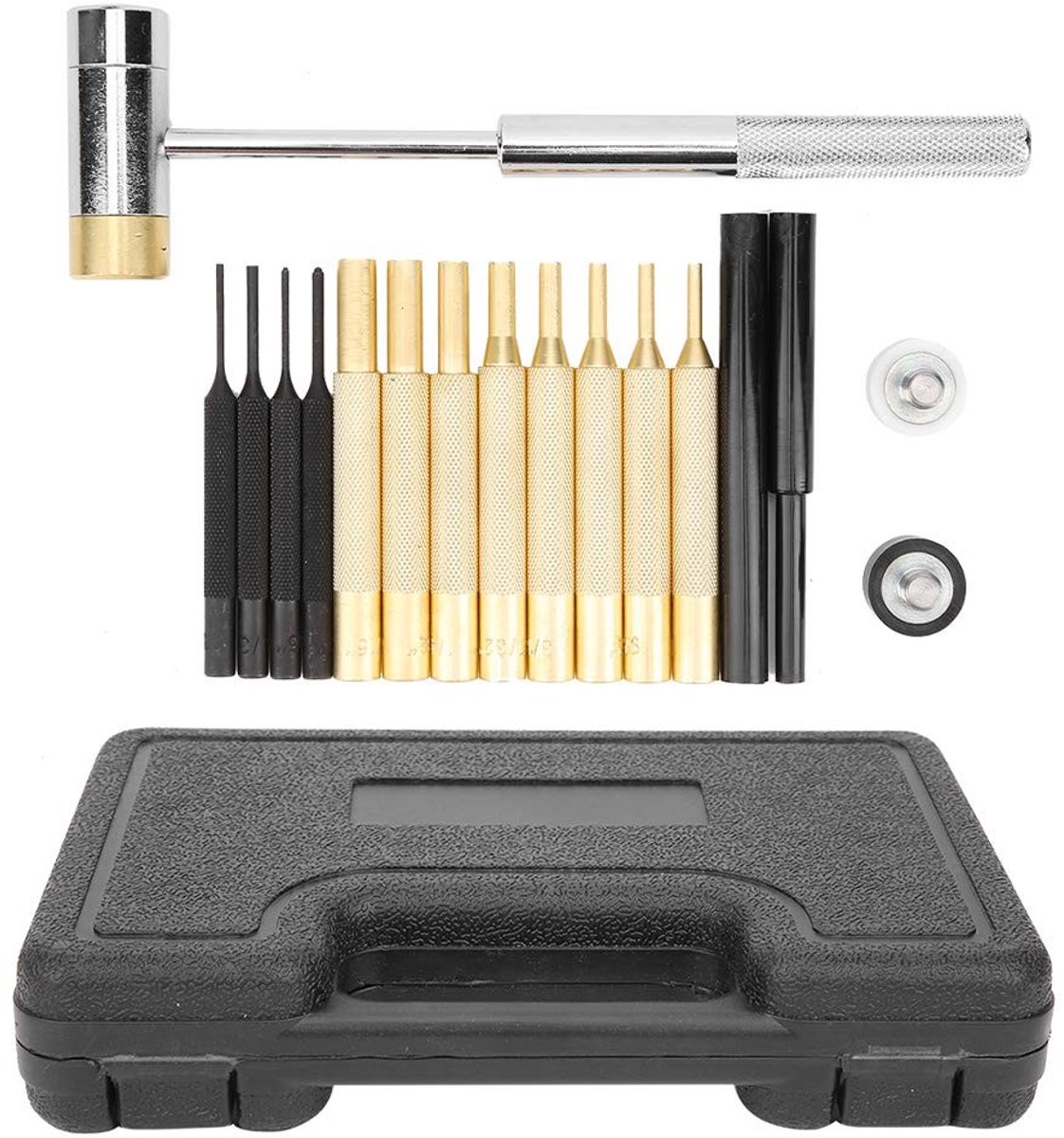 Solidchoice - 17 Delige Punch Set met Dubbelzijdige Hamer en Accessoires