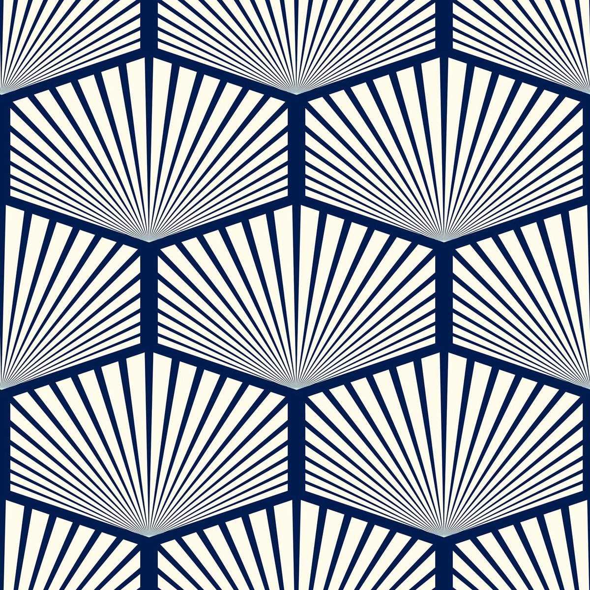 Solidchoice - Geometrisch Zelfklevend Behang 44,5CM x 7M - Marineblauw en Crème voor Moderne Interieurs