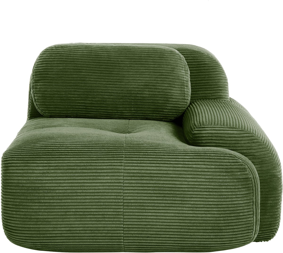 Modulaire Hoekbank Module - Ribstof Lounge Stoel 1 Zits - Zachte Cloud Sofa Met Armleuning En Anti Slip Onderkant - Comfortabele Bank Zonder Montage - Uitbreidbare Hoekbank Voor Woonkamer - Groen