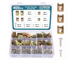 HSEAMALL 400Pcs U Clip Nut With Screw Assortment Kit,Car Car Clips Fasteners For Bumper Dash Door Panel Interior