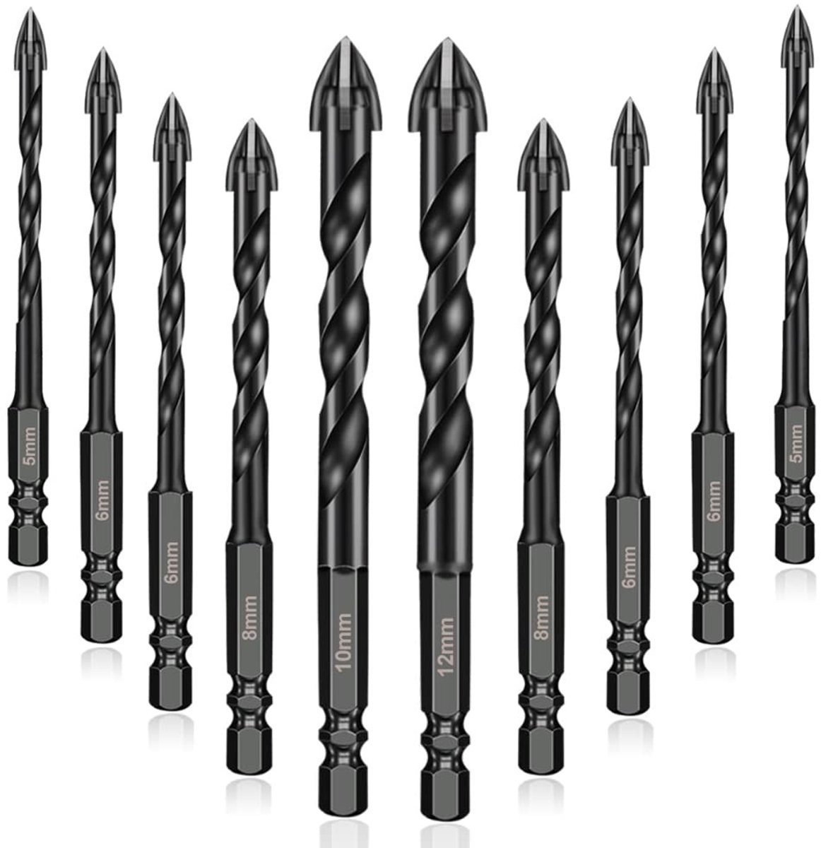 Solidchoice - 10-delige Tegelboor Set voor Beton, Glas en Keramiek met Hexaansluiting