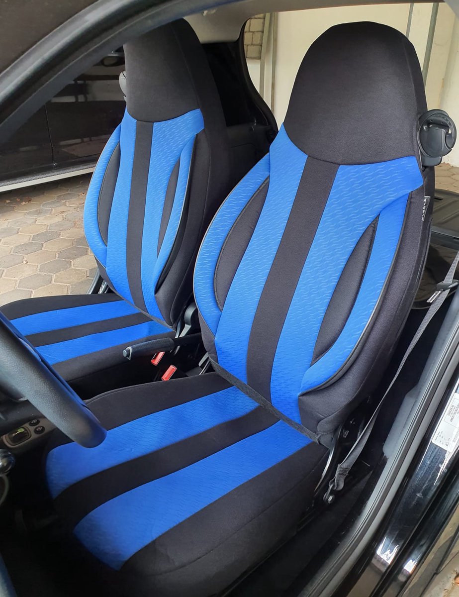 Autostoelhoezen voor Smart fortwo BJ 1998-07 – Stoelhoezen voor bestuurder en passagier in Zwart/Blauw