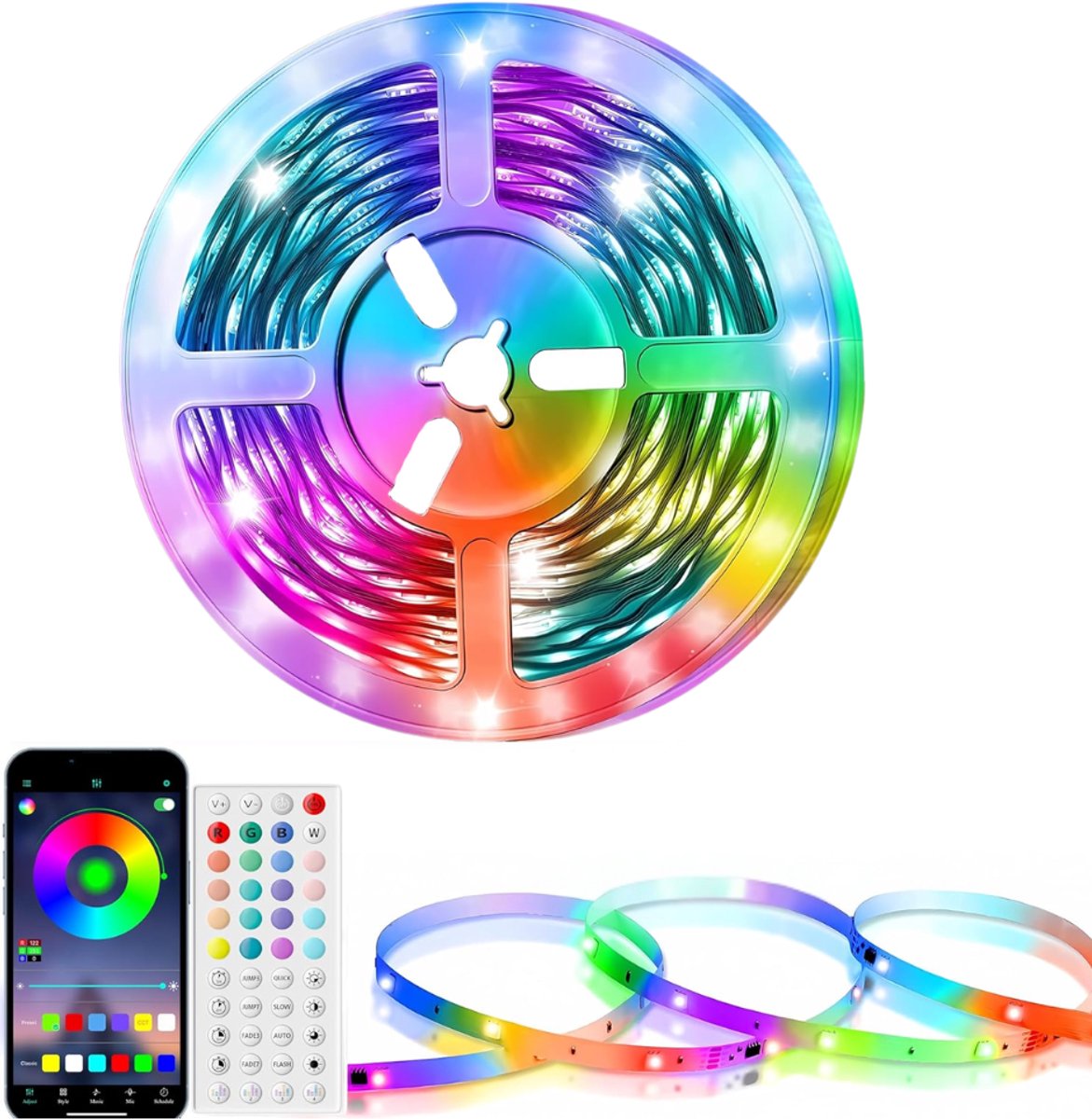 ZRNS® Led Strip 20 meter - Met Afstandsbediening en App - Dimbaar - Met Muziekritme