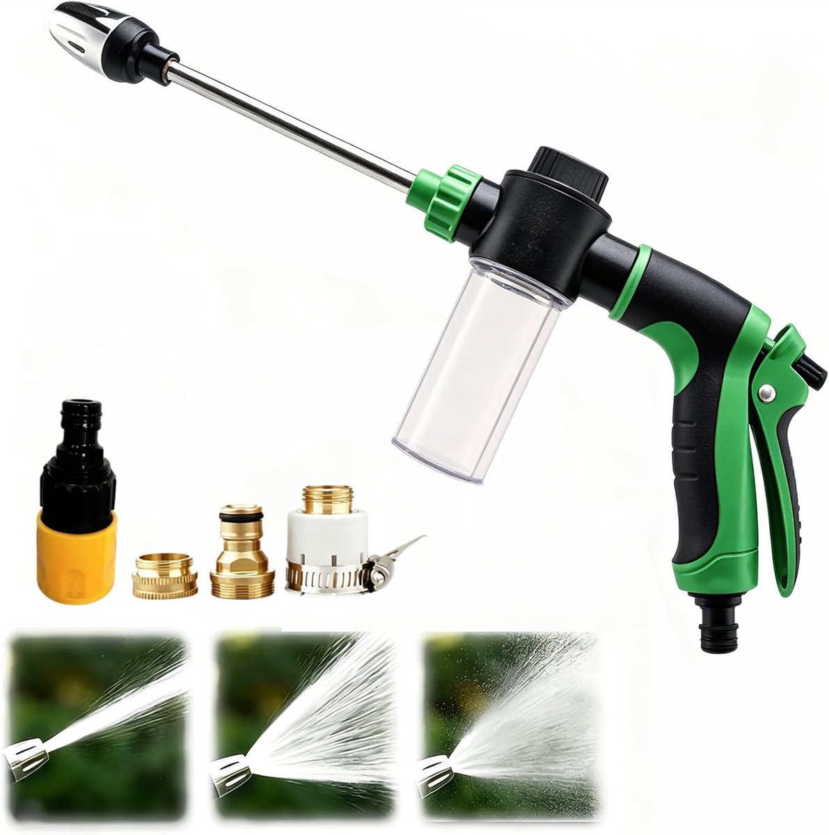 Garden Spray Gun, High Pressure Gun for Garden Hose, Power Jet TurboWasher with Adjustable Nozzles, Non-Slip Handle - ShopVlot