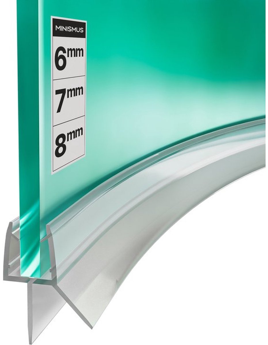 Minismus Halfronde Douchedeurafdichting 6-8 mm met Waterkering voor Halfronde Deuren (2 Strips van 90 cm) - Waterstopper Geschikt voor glas van 6 tot 8 mm - Gebogen Douchestrip - Douchedorpel Lekstrip voor Horizontale bevestiging