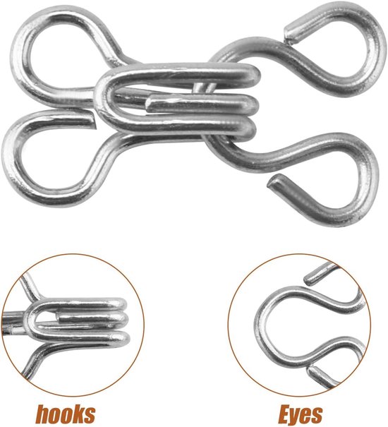 150 Sets Sewing Hooks and Eyes Closure, Bra Hooks Replacement 12.5/14/17mm Hook and Eye Closure for Clothes Pants - ShopVlot — afbeelding 3