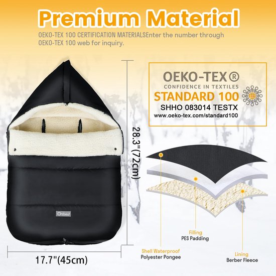 Orzbow Voetenzak voor baby's, winter, warm, voor de winter, universele babyzak met ritssluitingen, waterdicht - ShopVlot van ORZBOW® — afbeelding 5