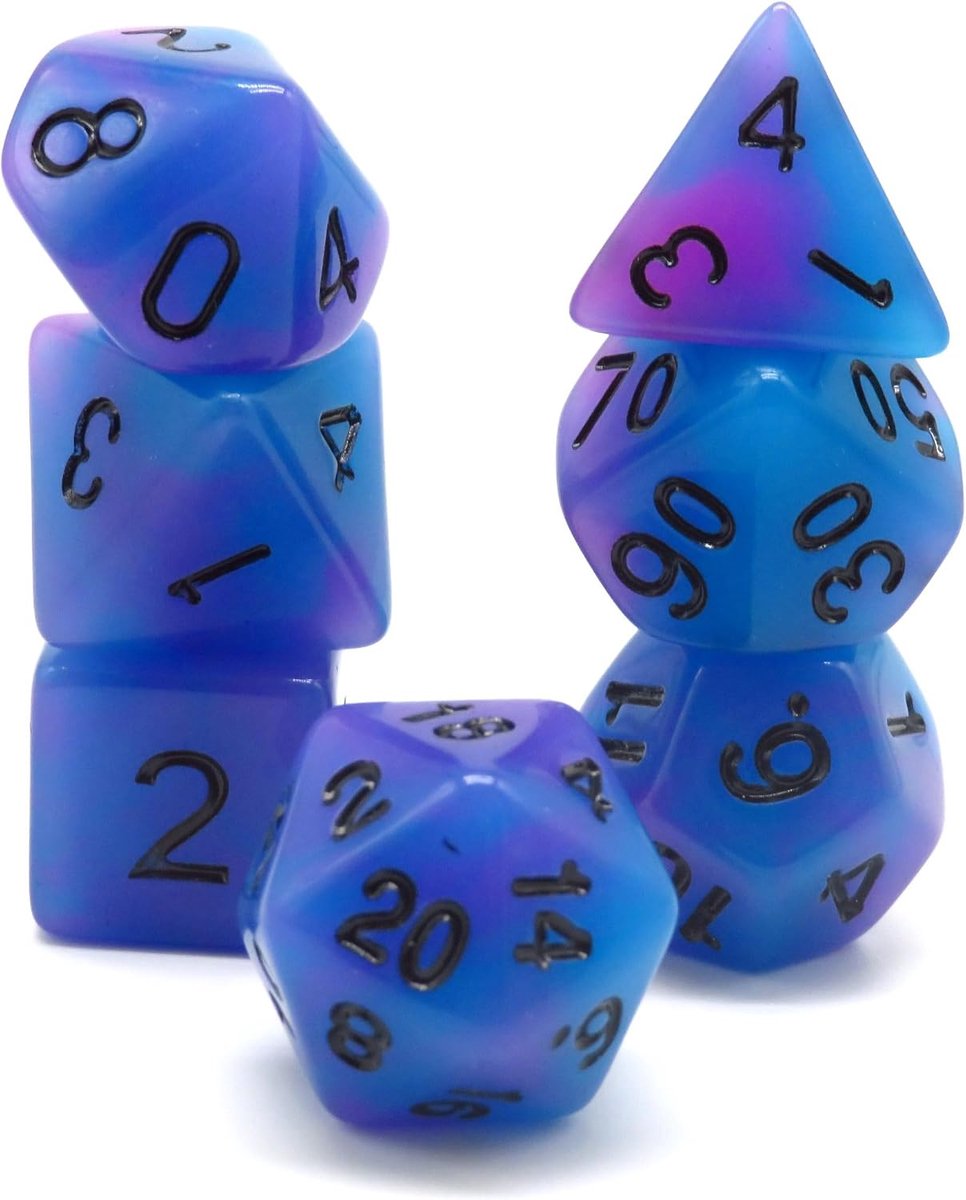 Glow in the Dark Galaxy Polyset Dice - Dungeons and Dragons - Polyhedral & RPG Dice - D&D Dice - ShopVlot